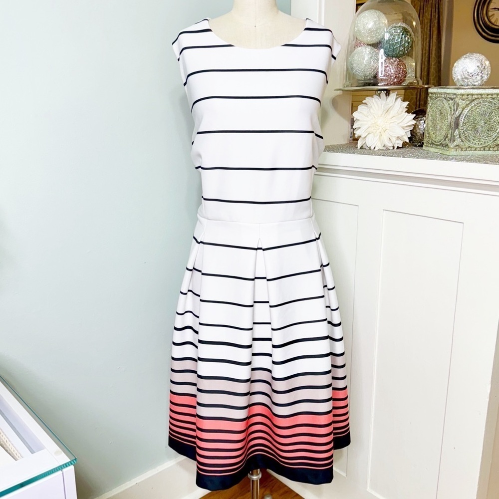 Lane Bryant White Scuba Striped Fit & Flare Dress Party Career Office Casual 26 - Picture 4 of 11